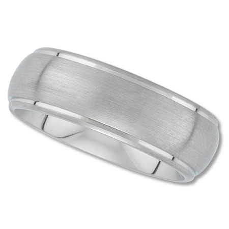 Mens 7mm Titanium Wedding Band with Brushed Finish Center