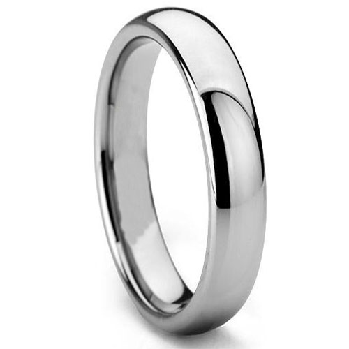 Unisex Wedding Band in 4mm with High Gloss Finish and Slight Dome